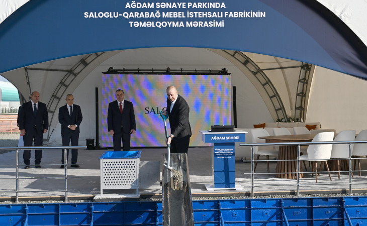 President Ilham Aliyev laid foundation stone for production facility of Saloglu Garabagh LLC in Aghdam Industrial Park