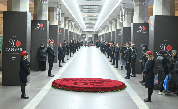 Bakı metrosunda 20 Yanvar şəhidlərinin xatirəsi anılıb