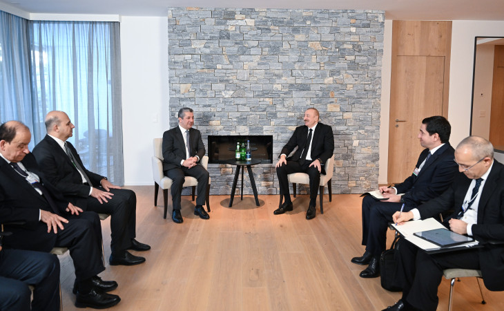 Prezident İlham Əliyev Davosda İraq Kürdüstan Regionunun Baş naziri ilə görüşüb