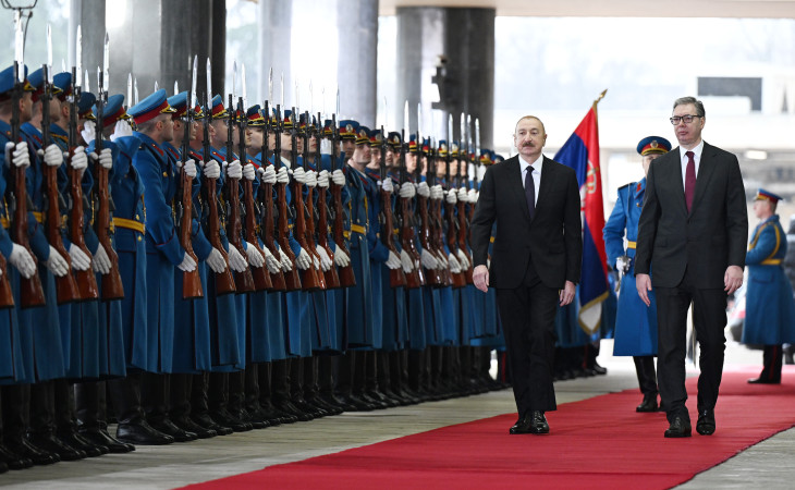 Prezident İlham Əliyevin Belqradda rəsmi qarşılanma mərasimi olub
