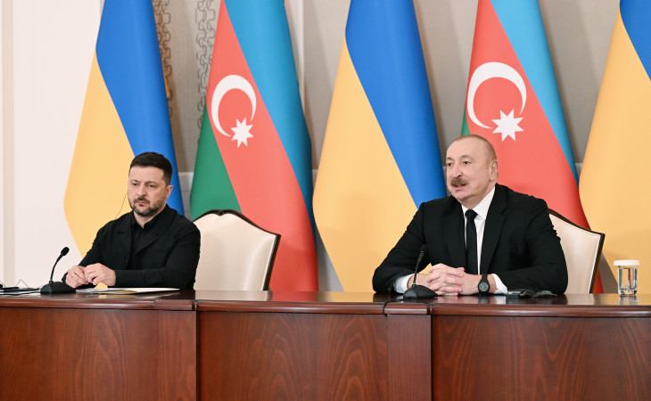 Azərbaycan və Ukrayna prezidentləri mətbuata bəyanatlarla çıxış ediblər