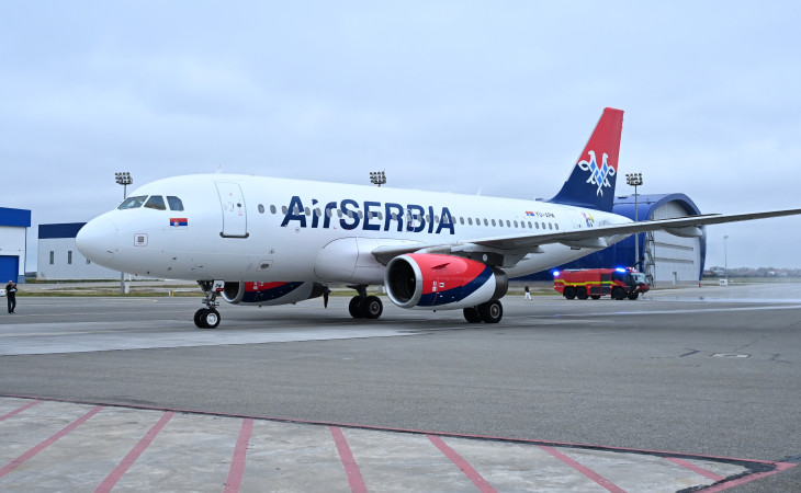 “Air Serbia”nın Belqrad–Bakı reysi Heydər Əliyev Beynəlxalq Aeroportunda qarşılanıb