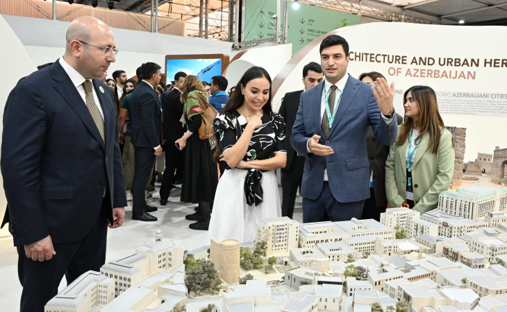 Leyla Aliyeva and Arzu Aliyeva tour the Urban Expo exhibition