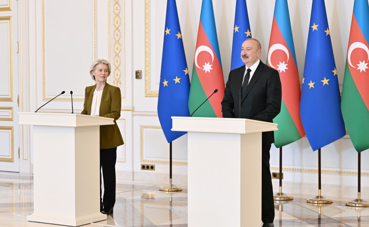 Prezident İlham Əliyev və Avropa Komissiyasının Prezidenti mətbuata bəyanatlarla çıxış ediblər
