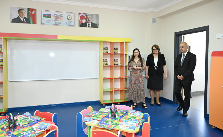 Leyla Əliyeva Yevlaxda məktəb binasının açılışında iştirak edib