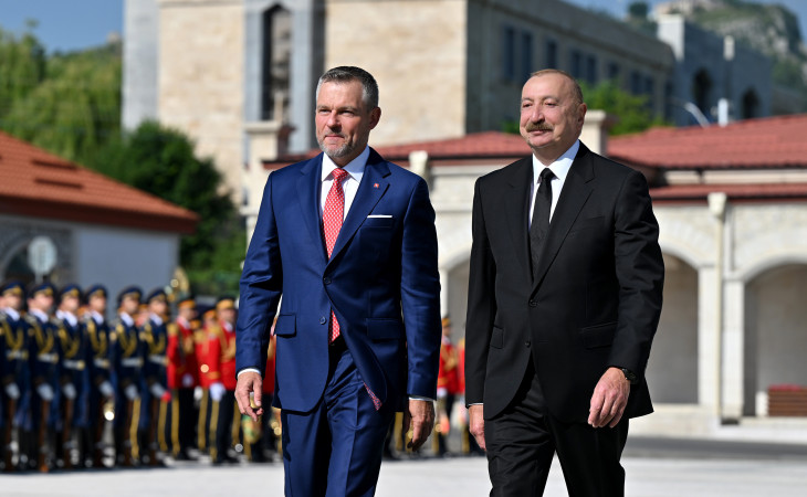 Slovakiya Prezidenti Peter Pelleqrininin Şuşada rəsmi qarşılanma mərasimi olub