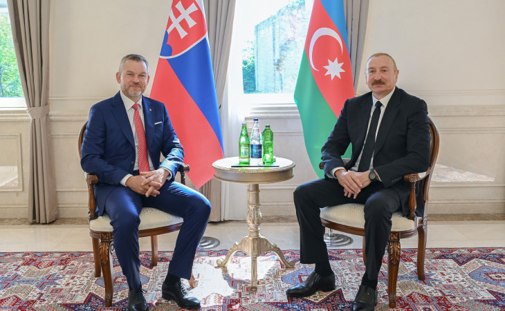 Şuşada Prezident İlham Əliyevin Slovakiya Prezidenti ilə təkbətək görüşü olub