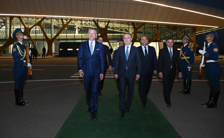 Slovakiya Prezidenti Füzuli aeroportundan təyyarə ilə Bakı şəhərinə yola düşüb