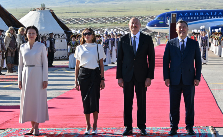 Prezident İlham Əliyev Qırğızıstana dövlət səfərinə gəlib 