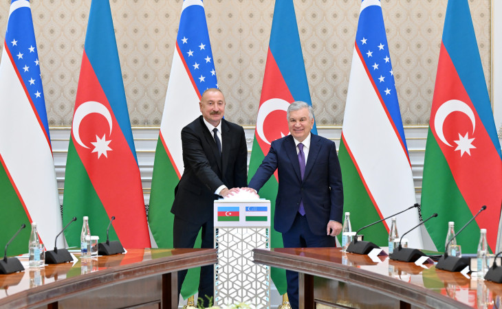 Prezidentlər İlham Əliyev və Şavkat Mirziyoyev Azərbaycanın Özbəkistanda həyata keçirdiyi layihələrin açılış və təməlqoyma mərasimində iştirak ediblər