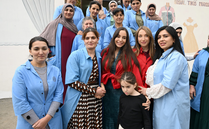 Leyla Əliyeva Şamaxıda sosial tikiş müəssisəsinin fəaliyyəti ilə tanış olub