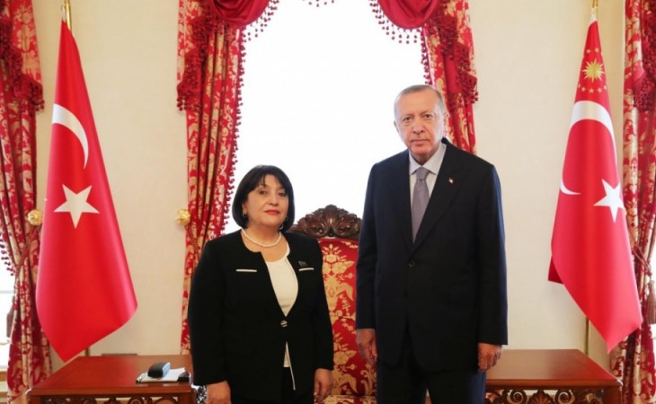 Milli Məclisin Sədri Sahibə Qafarova Türkiyə Prezidenti Rəcəb Tayyib Ərdoğanla görüşüb