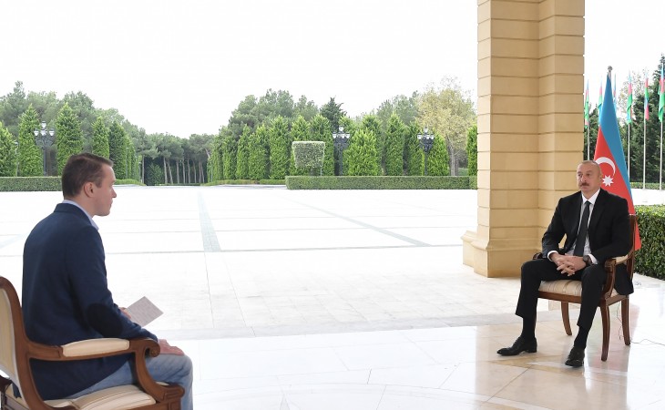 President Ilham Aliyev was interviewed by Russian “Perviy Kanal” TV