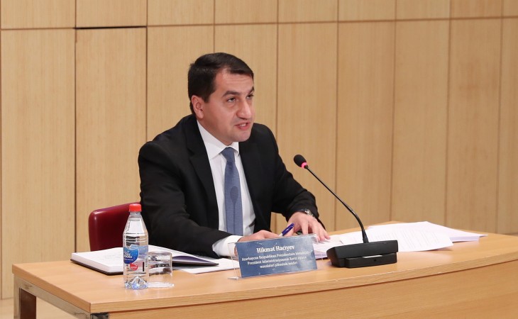 Hikmət Hacıyev: Ermənistan bütün konvensiya və qanunları kobud şəkildə pozaraq Azərbaycan xalqına qarşı müharibə cinayətləri törətməkdə davam edir