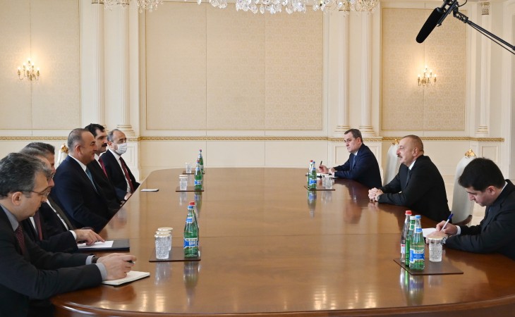 President Ilham Aliyev received delegation led by Turkish Foreign Minister