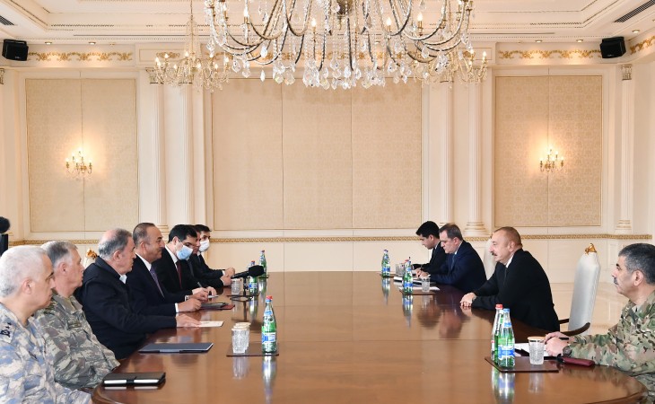 President Ilham Aliyev received Foreign Minister and Minister of National Defense of Turkey