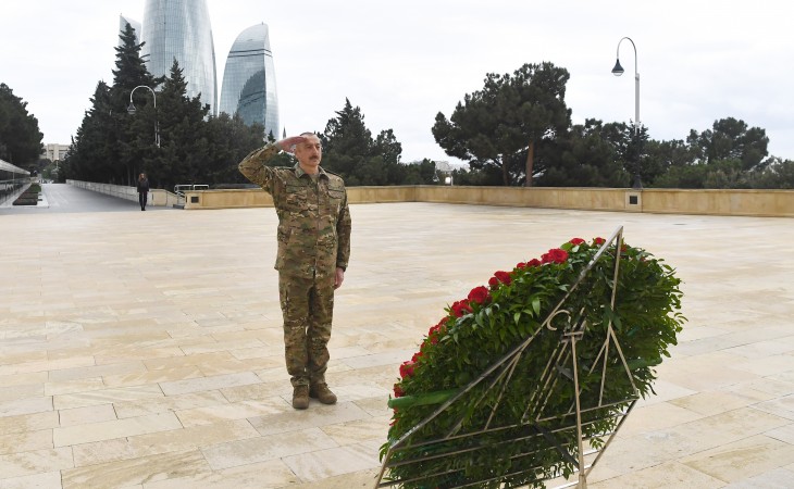 Prezident İlham Əliyev: Bu gün şəhidlərimizin ruhu qarşısında bir daha baş əyirəm