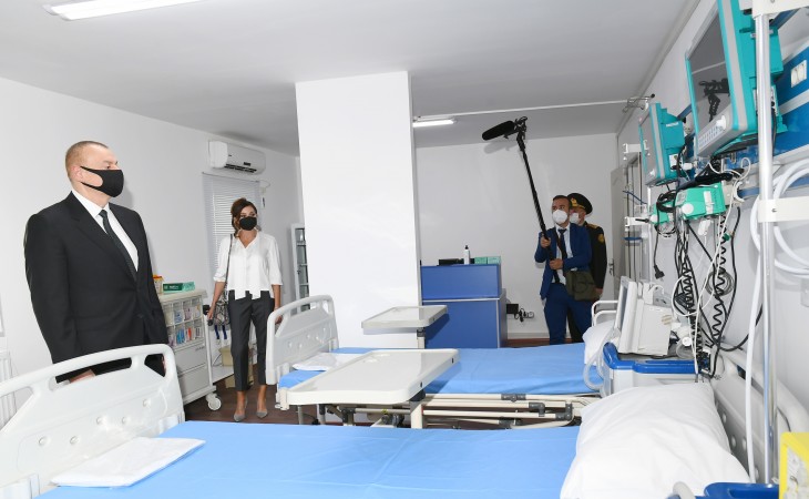 Modular hospital for treatment of coronavirus patients opened in Khatai district, Baku President Ilham Aliyev and first lady Mehriban Aliyeva attended the inauguration