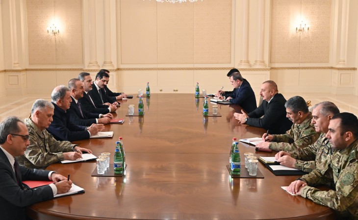 President Ilham Aliyev received Turkish Foreign Minister, Minister of National Defense and Director of National Intelligence Organization