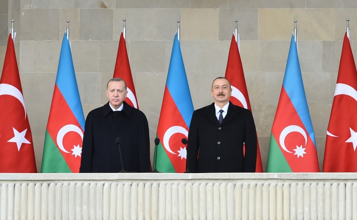 A Victory parade dedicated to Victory in the Patriotic war was held at Azadlig Square, Baku Azerbaijani President Ilham Aliyev and Turkish President Recep Tayyip Erdogan attended the parade