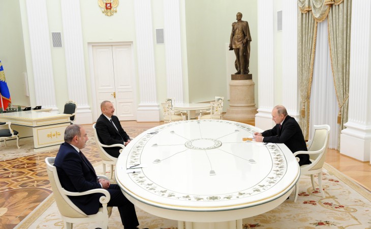 Trilateral meeting is being held among Russian President Vladimir Putin, Azerbaijani President Ilham Aliyev and Armenian Prime Minister Nikol Pashinyan