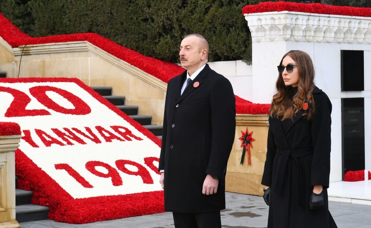President Ilham Aliyev and first lady Mehriban Aliyeva visited Alley of Martyrs on 31st anniversary of 20 January tragedy