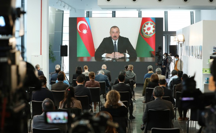 President Ilham Aliyev gives press conference for local and foreign media representatives