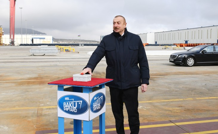 President Ilham Aliyev and first lady Mehriban Aliyeva attended sail away of “Academician Zarifa Aliyeva” and launch of “Azerbaijan” Ro-Pax type vessels