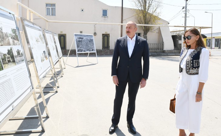 President Ilham Aliyev and First Lady Mehriban Aliyeva attended renovation and restoration work in Pirshaghi settlement, Baku