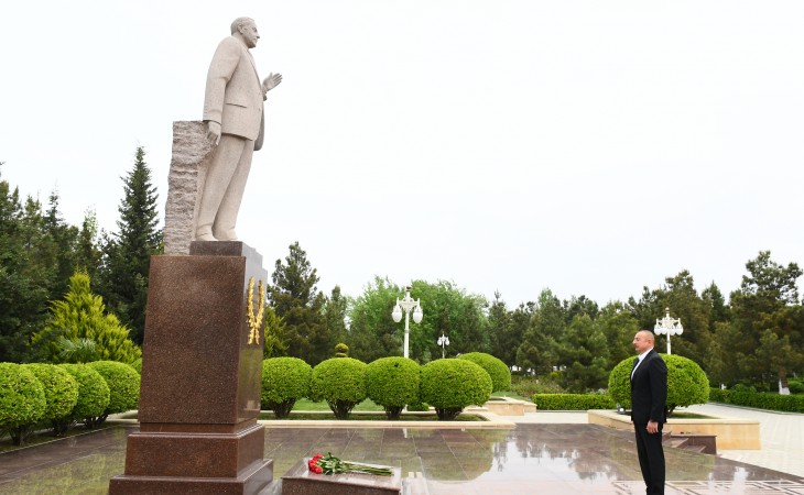 President Ilham Aliyev arrived in Hajigabul district for visit