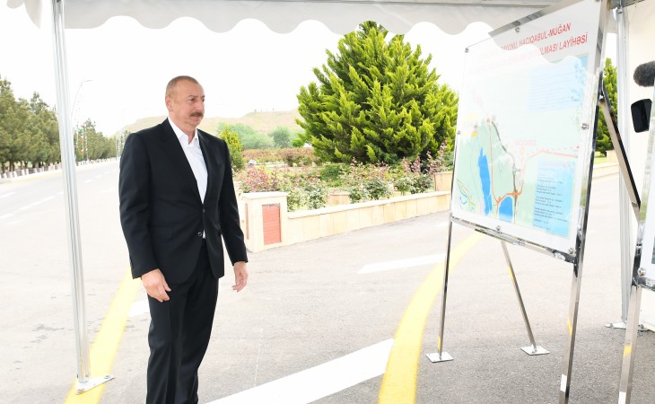 President Ilham Aliyev opened Hajigabul-Mughan highway after renovation