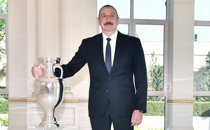 President Ilham Aliyev presented EURO 2020 Trophy
