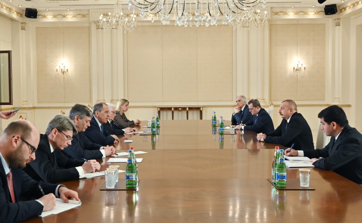 President Ilham Aliyev received delegation led by Russian foreign minister