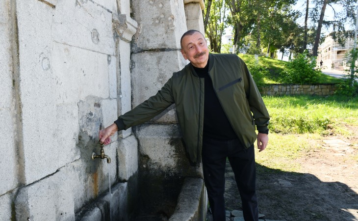 President Ilham Aliyev visited the restored “Khan gizi” spring in Shusha
