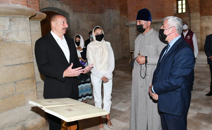 President Ilham Aliyev visited Albanian Church of Blessed Virgin Mary in Nij settlement, Gabala