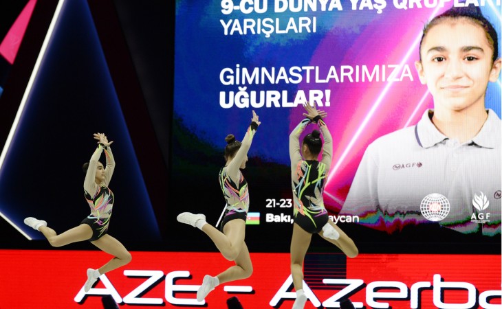 Bakıda ilk dəfə keçirilən aerobika gimnastikası üzrə dünya yaş qrupları yarışlarının birinci gününə yekun vurulub