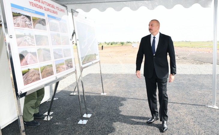 President Ilham Aliyev’s visit to Aghdam Foundation stone laid for Barda-Aghdam highway