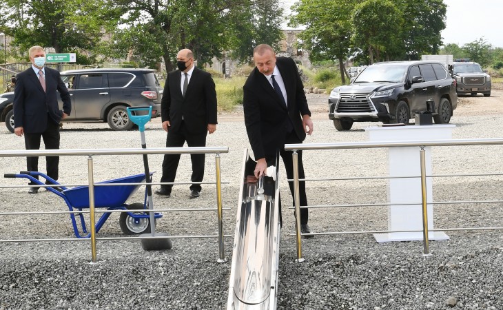 President Ilham Aliyev laid foundation stone for new building of Aghdam city school No1