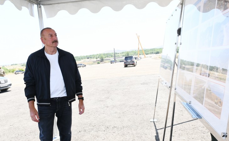 President Ilham Aliyev viewed construction of Ahmadbayli-Fuzuli-Shusha highway and Victory road