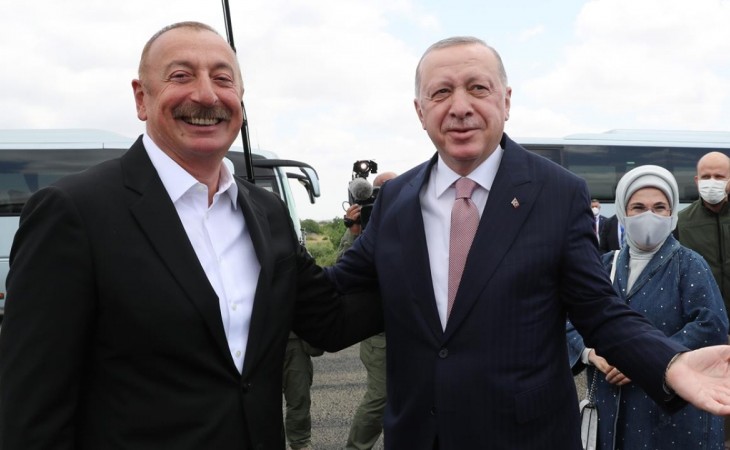 Azerbaijani President Ilham Aliyev welcomed Turkish President Recep Tayyip Erdogan in Fuzuli district