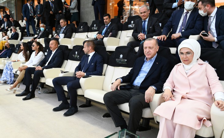 Baku Olympic Stadium hosted final stage of European Football Championship Turkey-Wales Azerbaijani and Turkish presidents watched the game