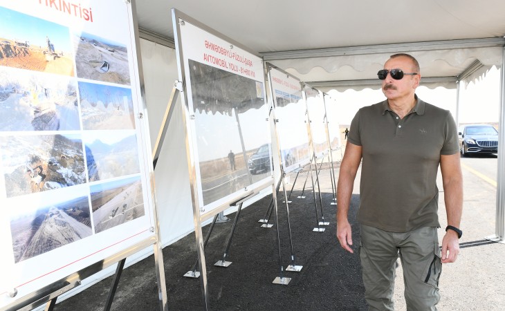 President Ilham Aliyev viewed completion of work at Ahmadbayli-Fuzuli-Shusha Victory road