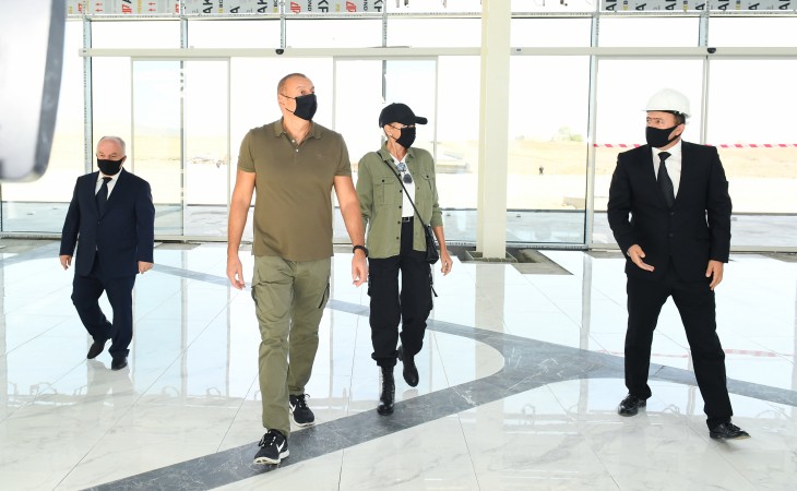 President Ilham Aliyev and First Lady Mehriban Aliyeva viewed works done at Fuzuli International Airport