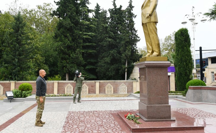President Ilham Aliyev arrived in Tartar district for visit