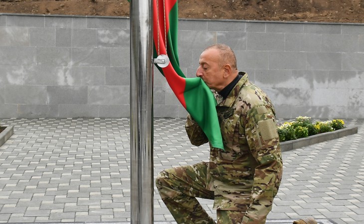 President Ilham Aliyev raised Azerbaijani flag in Talish village of Tartar district