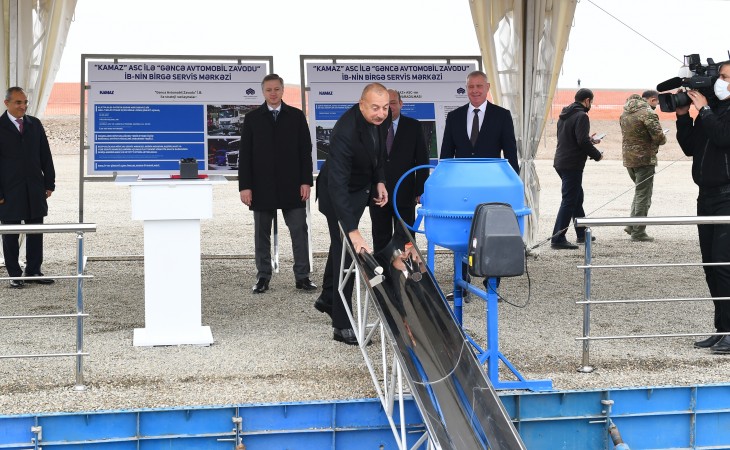 President Ilham Aliyev attended groundbreaking ceremony of joint service center of KAMAZ OJSC and Ganja Automobile Plant Production Association