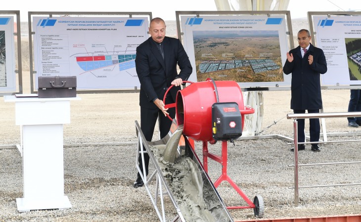 President Ilham Aliyev laid foundation stone for “Araz Valley Economic Zone” Industrial Park to be established in East Zangazur economic region