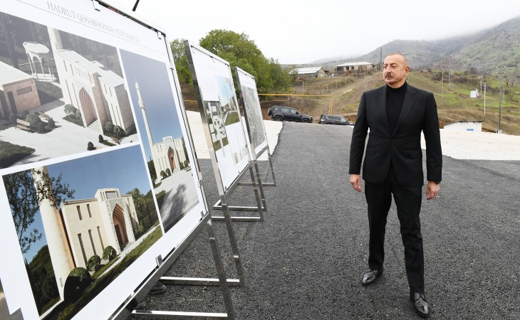 President Ilham Aliyev visited Hadrut settlement and Tugh village of Khojavand district Foundation stone for new mosque was laid in Hadrut settlement 