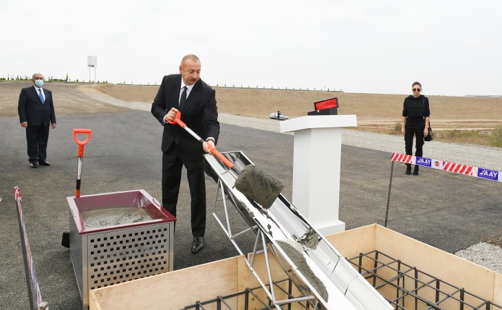 President Ilham Aliyev and First Lady Mehriban Aliyeva visited Fuzuli district Foundation stone for Fuzuli-Aghdam highway was laid