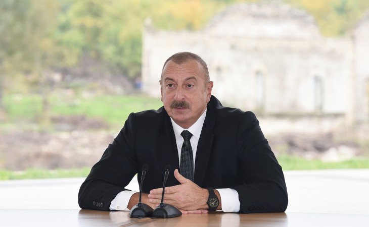 President Ilham Aliyev and First Lady Mehriban Aliyeva met with members of general public of Fuzuli, laid foundation stone for Memorial Complex and for restoration of city